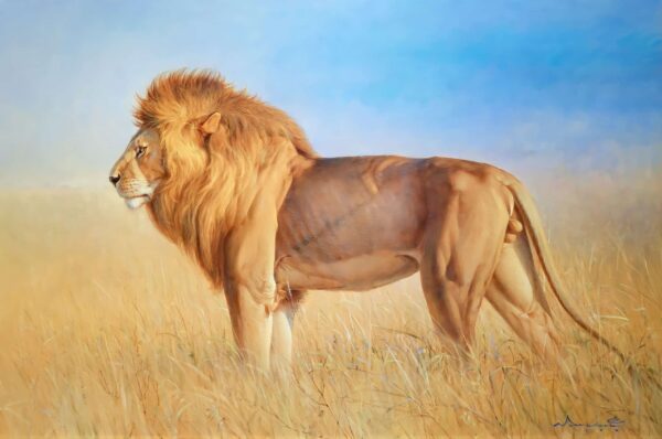 Lion in the Savannah – 180 x 130 cm Galerie d'art